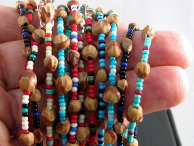 Choctaw Spirit Native Handmade Ghost Bead Bracelet Juniper Berries & Turquoise 