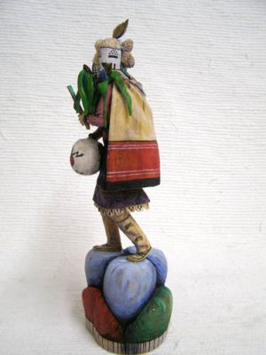 Hopi Carved 11.25" Snow Maiden Kachina Doll Sculpture by Master Carver Aaron H 