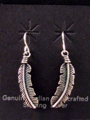Native American Jewelry Sterling Silver Feather Earrings Navajo 