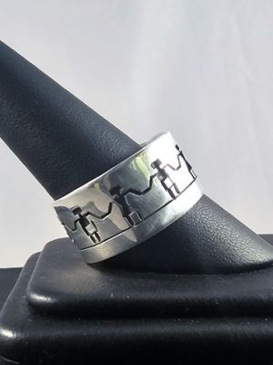 Native American Hopi Made Overlay Ring with Figures at Kachina House