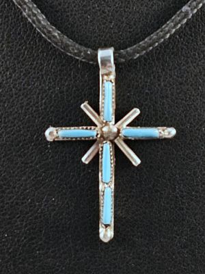 Native American Zuni Made Cross with Turquoise at Kachina House