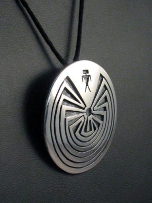Native American Hopi Made Man In The Maze Pendant At Kachina House - Man In The Maze Silver Pendant Native American Hopi Made Man In The Maze Pendant At Kachina House - Man In The Maze Silver Pendant