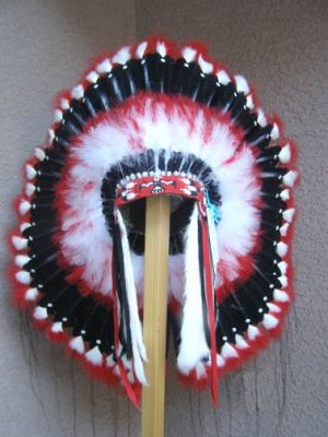 Native American Made Red Moon Warbonnet at Kachina House