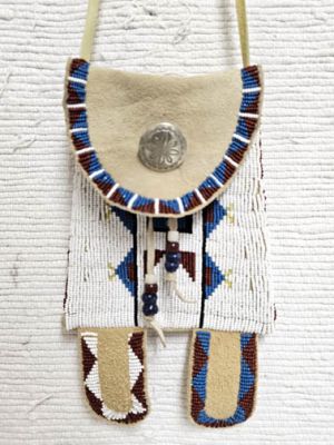 Native American Sioux/Ojibwe Made Beaded Medicine Bag at Kachina House