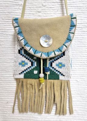 Native American Sioux/Ojibwe Made Beaded Medicine Bag at Kachina House