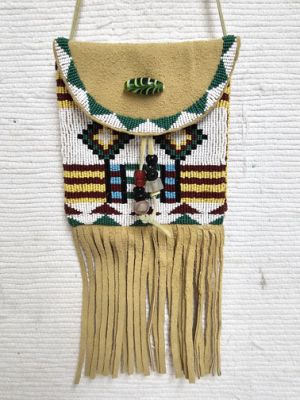 Native American Sioux/Ojibwe Made Beaded Medicine Bag at Kachina House