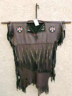 Native American Made Dark Brown Leather Shirt