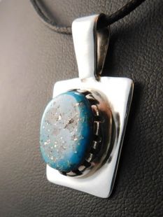 Native American Hopi Made Pendant with Persian Turquoise 