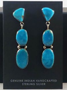 Vintage Native American Navajo Made Turquoise Earrings 
