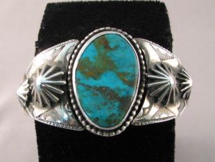 Native American Navajo Made Cuff Bracelet with Turquoise