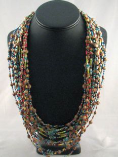 Native American Navajo Made Turquoise, Glass and Ghost Bead Necklaces