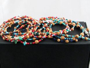 Native American Navajo Made Turquoise, Glass and Ghost Bead Bracelet