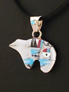 Native American Navajo Made Multistone Bear Pendant