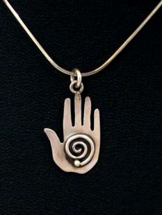 Native American Zuni/Cochiti Made Pendant--Healing Hand on Chain