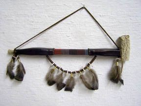 Native American Navajo Made Ceremonial Rawhide Pipe - Med. Rawhide Pipe--18"