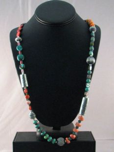 Native American Navajo Made Treasure Necklace with Barrels