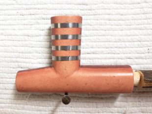 Native American Made Pipestone Plains Style Pipe with Silver Inlay