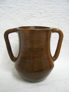 Native American Navajo Handbuilt Pitch Vase with Tall Handles