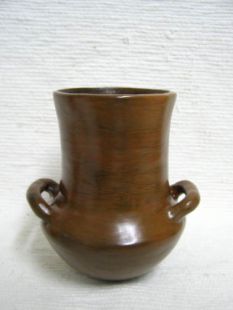 Native American Navajo Handbuilt Pitch Vase with Low Handles