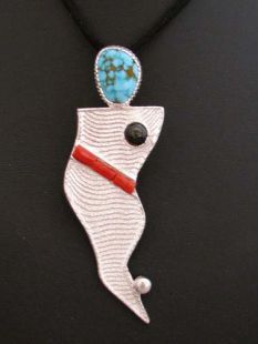 Native American Acoma Made Pendant with Turqouise