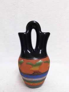 Native American Navajo Red Clay Wedding Vase with Eagles