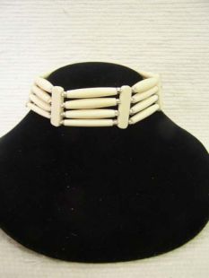 Native American Four-Row White Choker  						