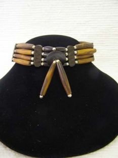 Native American Four-Row Brown Choker with Center Piece