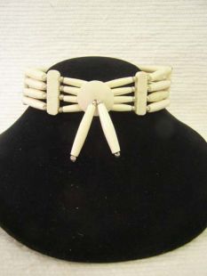 Native American Four-Row White Choker with Center Piece