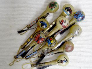 Native American Made Tiny Painted Rattles