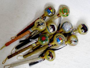 Native American Navajo Made Small Painted Rattles