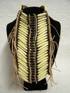 Native American Small Ivory Breastplate with Brown Beads