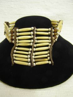 Native American Miniature Breastplate-Ivory with Brown Beads