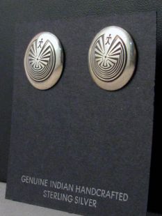 Native American Navajo Made Man in the Maze Stamped Post or French Wire Earrings 