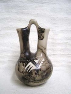 Native American Made Ceramic Horsehair Wedding Vase--Small Hi-Loop