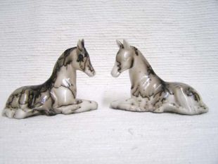 Native American Made Ceramic Horsehair Small Resting Horse