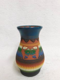 Native American Navajo Red Clay Vase with Butterfly