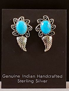 Native American Navajo Made Earrings with Turquoise 