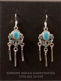 Native American Navajo Made Earrings with Turquoise 