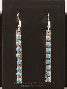 Native American Zuni Made Prayer Stick Earrings with Turquoise 