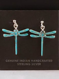 Native American Zuni Made Dragonfly Earrings with Inlay