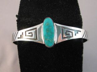 Native American Navajo Made Cuff Bracelet with Turquoise