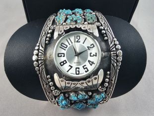 Vintage Native American Navajo Made Watch Cuff with Seafoam Turquoise
