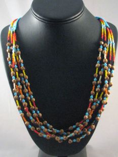 Native American Navajo Made Glass and Ghost Bead Necklaces 