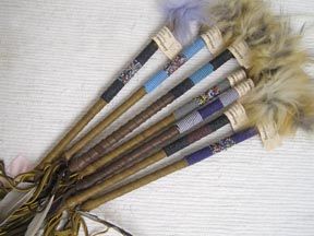 Native American Made Ceremonial Talking Sticks - Medium Talking Stick 13" long