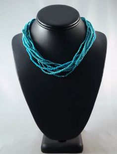 Vintage Native American Navajo Made Eight-Strand Turquoise Necklace with Stars