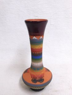 Native American Navajo Red Clay Vase with Butterflies