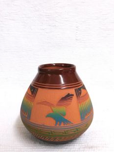 Native American Navajo Red Clay Pot with Eagle