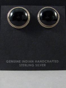 Vintage Native American Navajo Made Earrings with Onyx