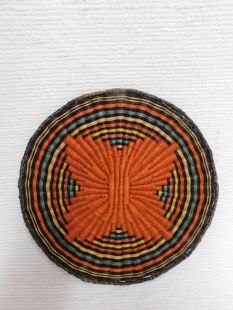Vintage Native American Hopi Made Wicker Plaque with Butterfly