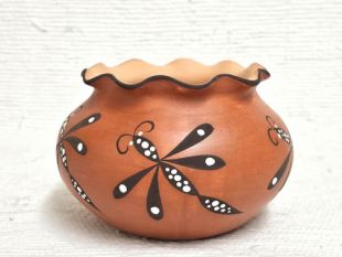 Native American Zuni Handbuilt and Handpainted Red Clay with Dragonflies